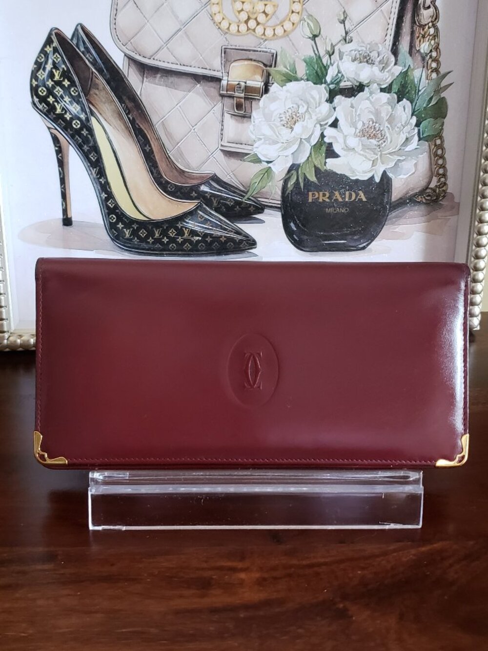 CARTIER Bordeaux Long Bifold Wallet-CLEAN!